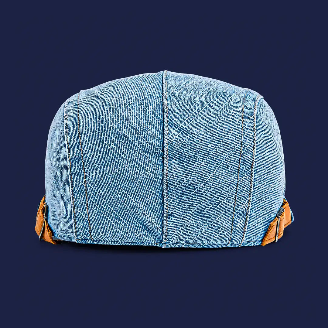 Béret casquette en jean Richard bleu, vue de dos