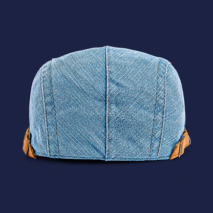 Béret casquette en jean Richard bleu, vue de dos