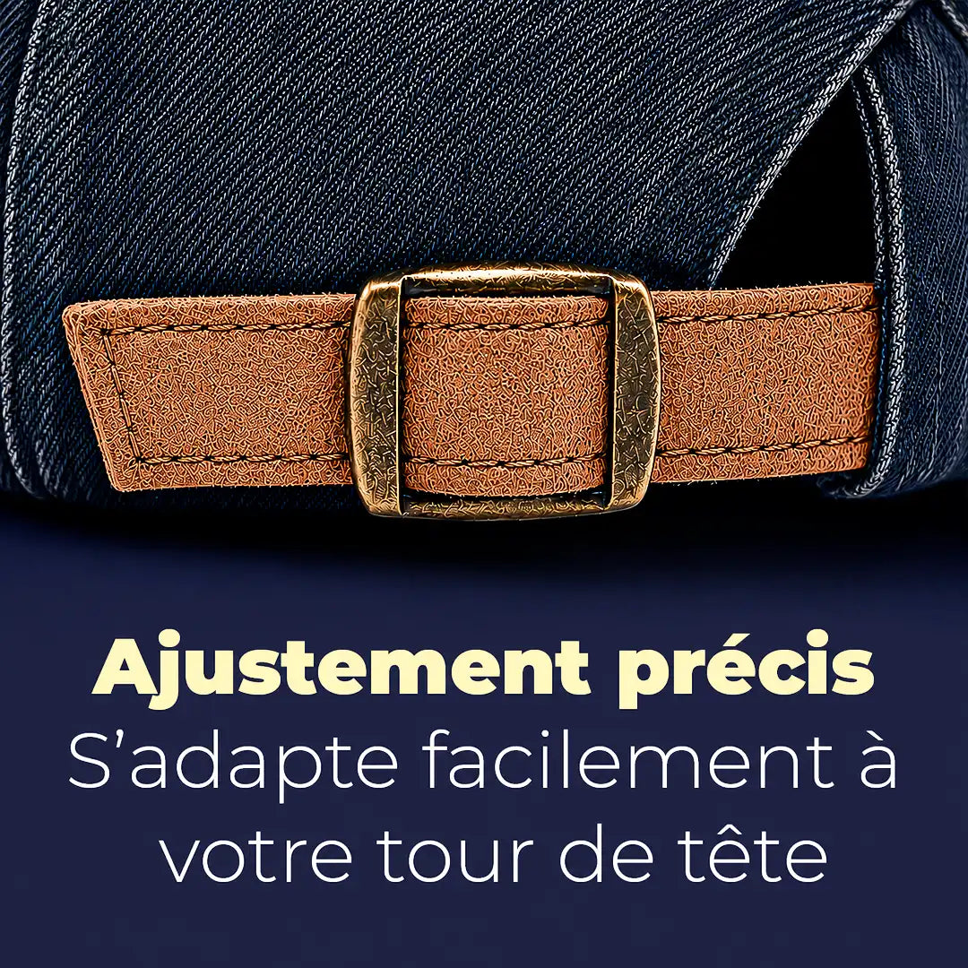Béret casquette en jean Richard bleu foncé, sangle latérale réglable