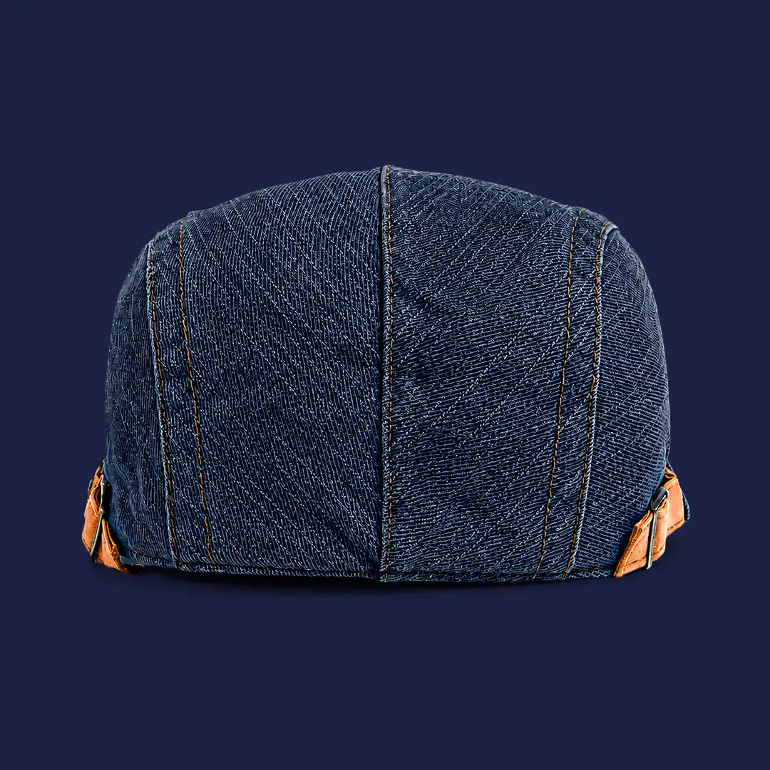 Béret casquette en jean Richard bleu foncé, vue de dos
