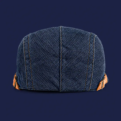 Béret casquette en jean Richard bleu foncé, vue de dos