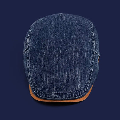 Béret casquette en jean Richard bleu foncé, vue de face
