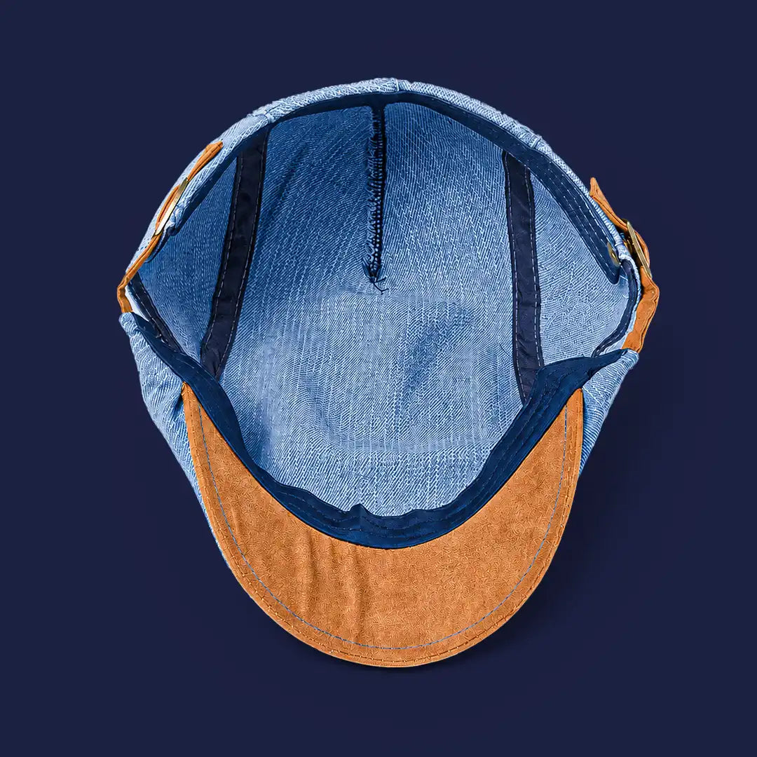 Béret casquette en jean Richard bleu, intérieur