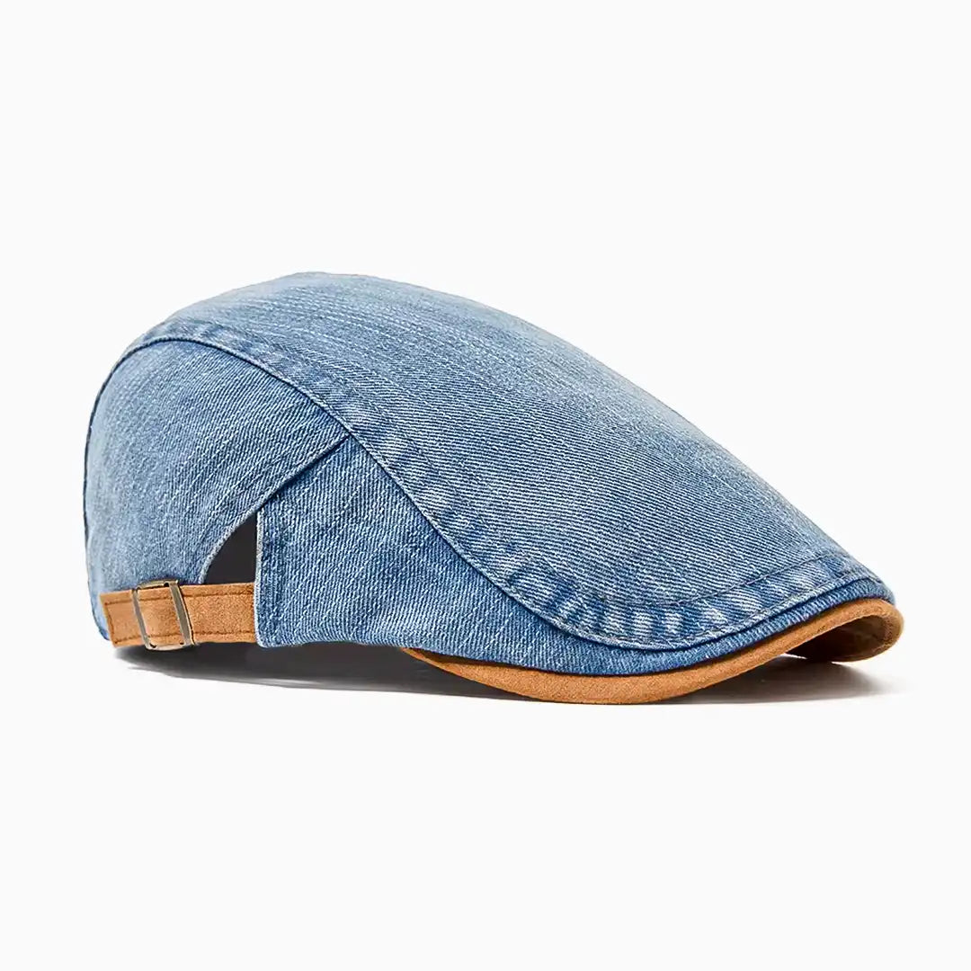 Béret casquette en jean Richard bleu, vue de côté