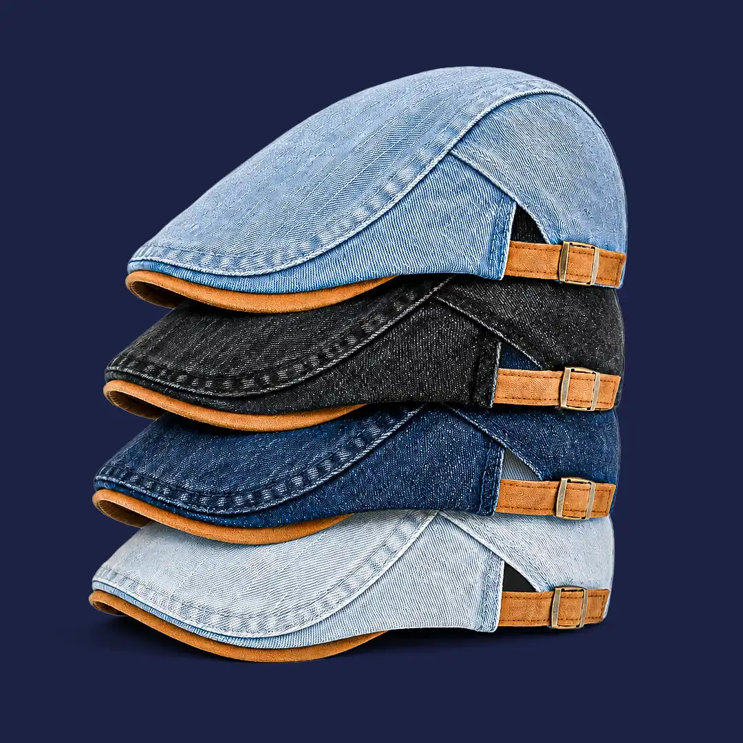 Béret casquette en jean Richard, 4 coloris noir et bleus