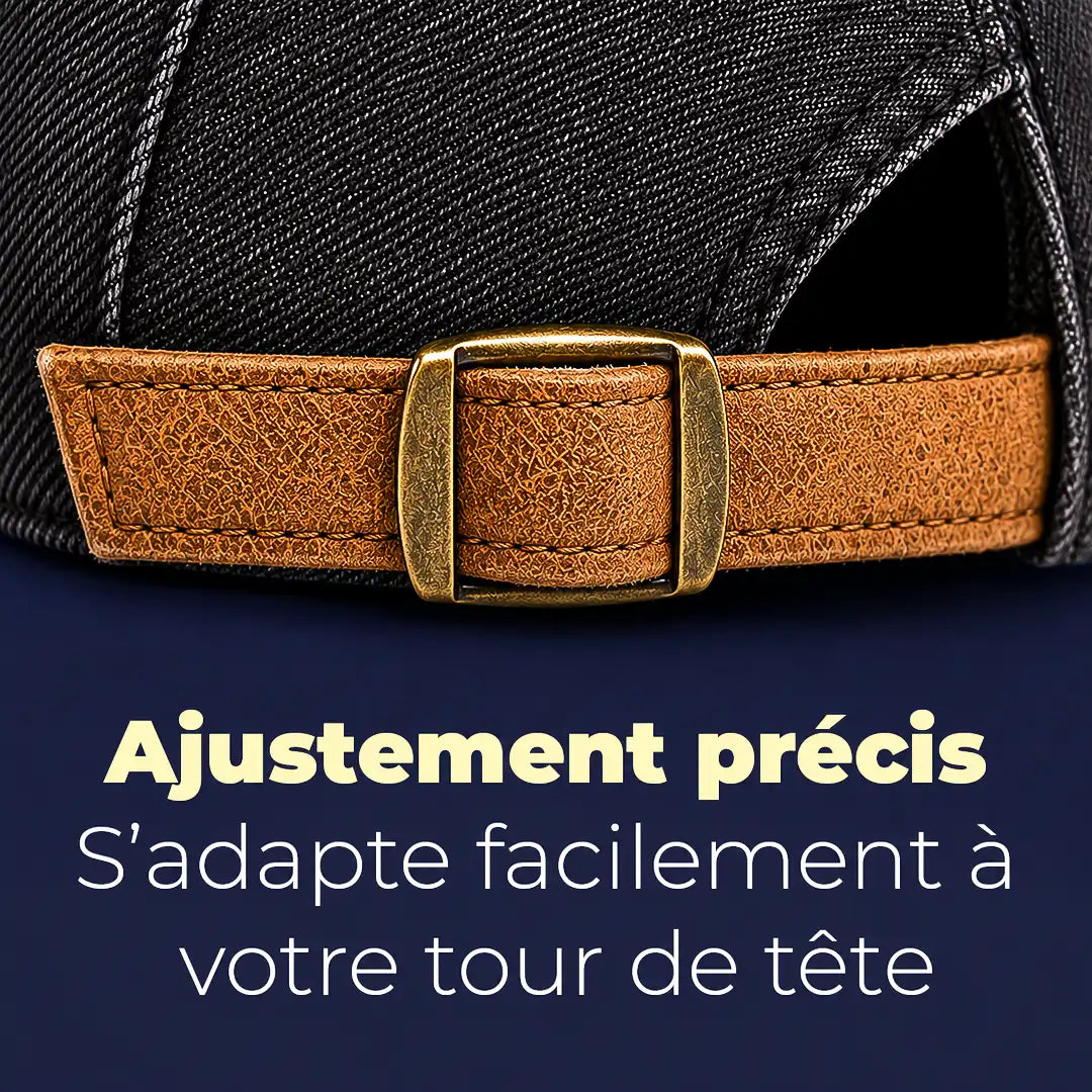 Béret casquette en jean Richard noir, sangle latérale réglable