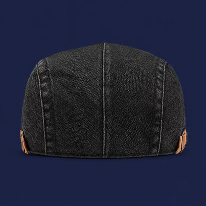 Béret casquette en jean Richard noir, vue de dos