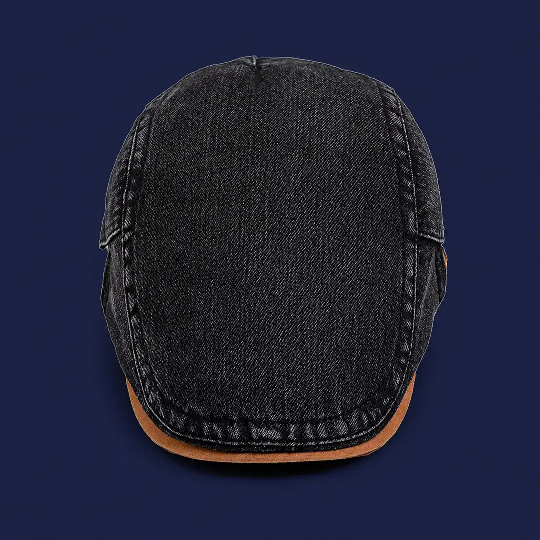 Béret casquette en jean Richard noir, vue de face