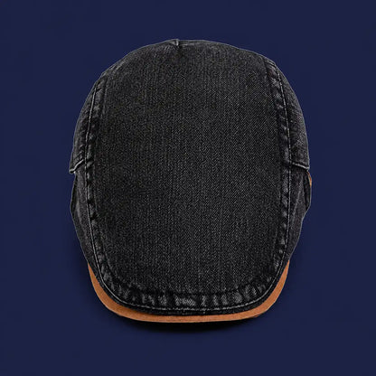 Béret casquette en jean Richard noir, vue de face
