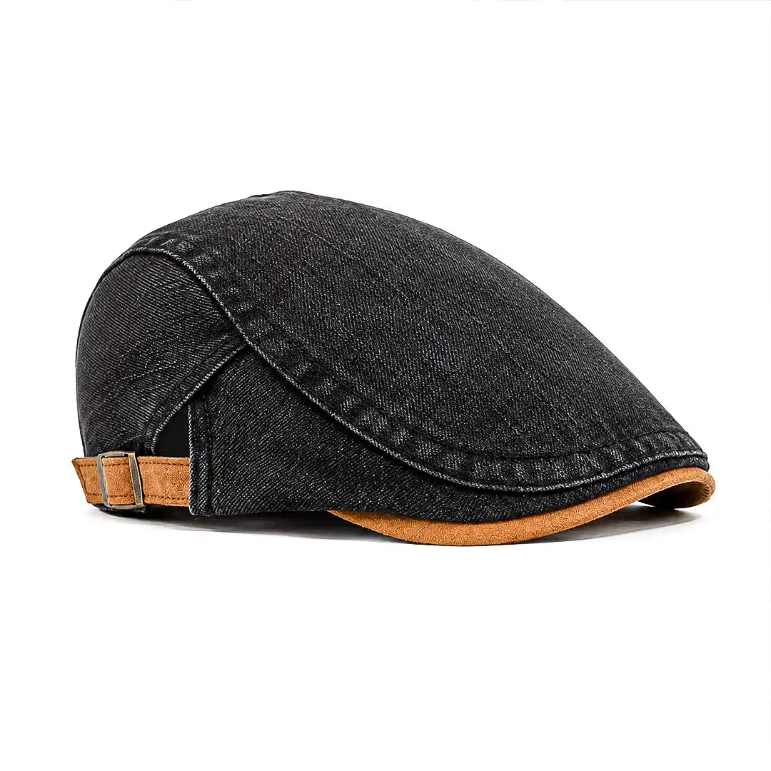 Béret casquette en jean Richard noir, vue de côté