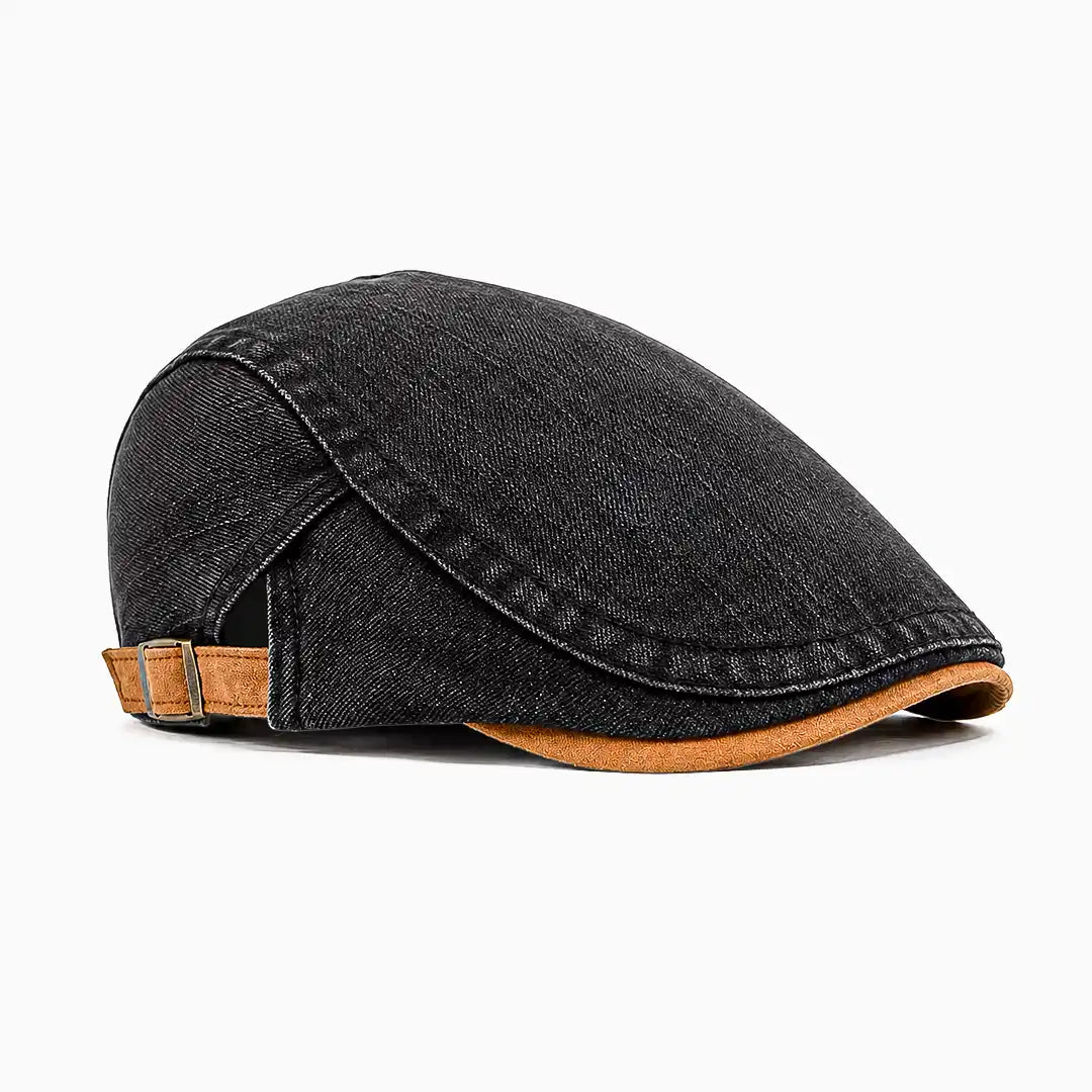Béret casquette en jean Richard noir, vue de côté