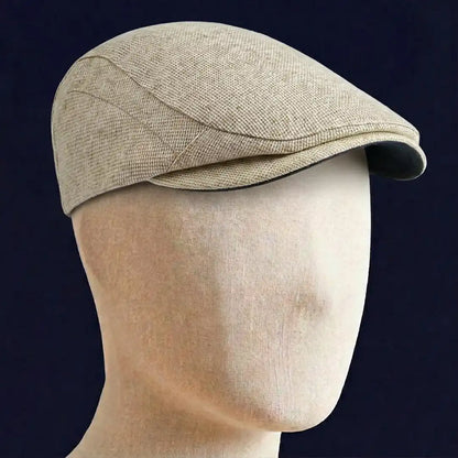 béret casquette unisexe coton polyester beige porté sur mannequin Bruno - La Maison du Béret