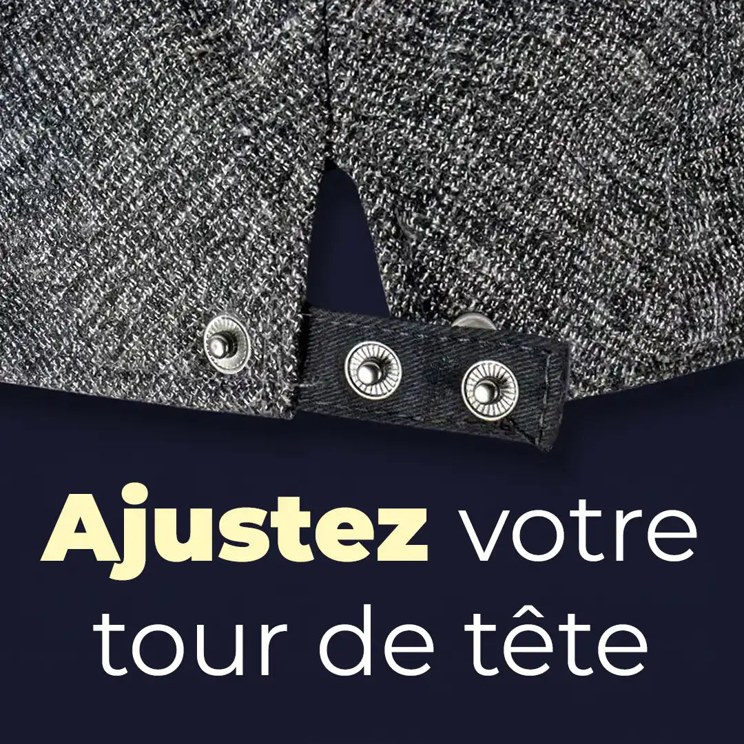 détail boucle métallique ajustement béret casquette unisexe coton polyester Bruno - La Maison du Béret