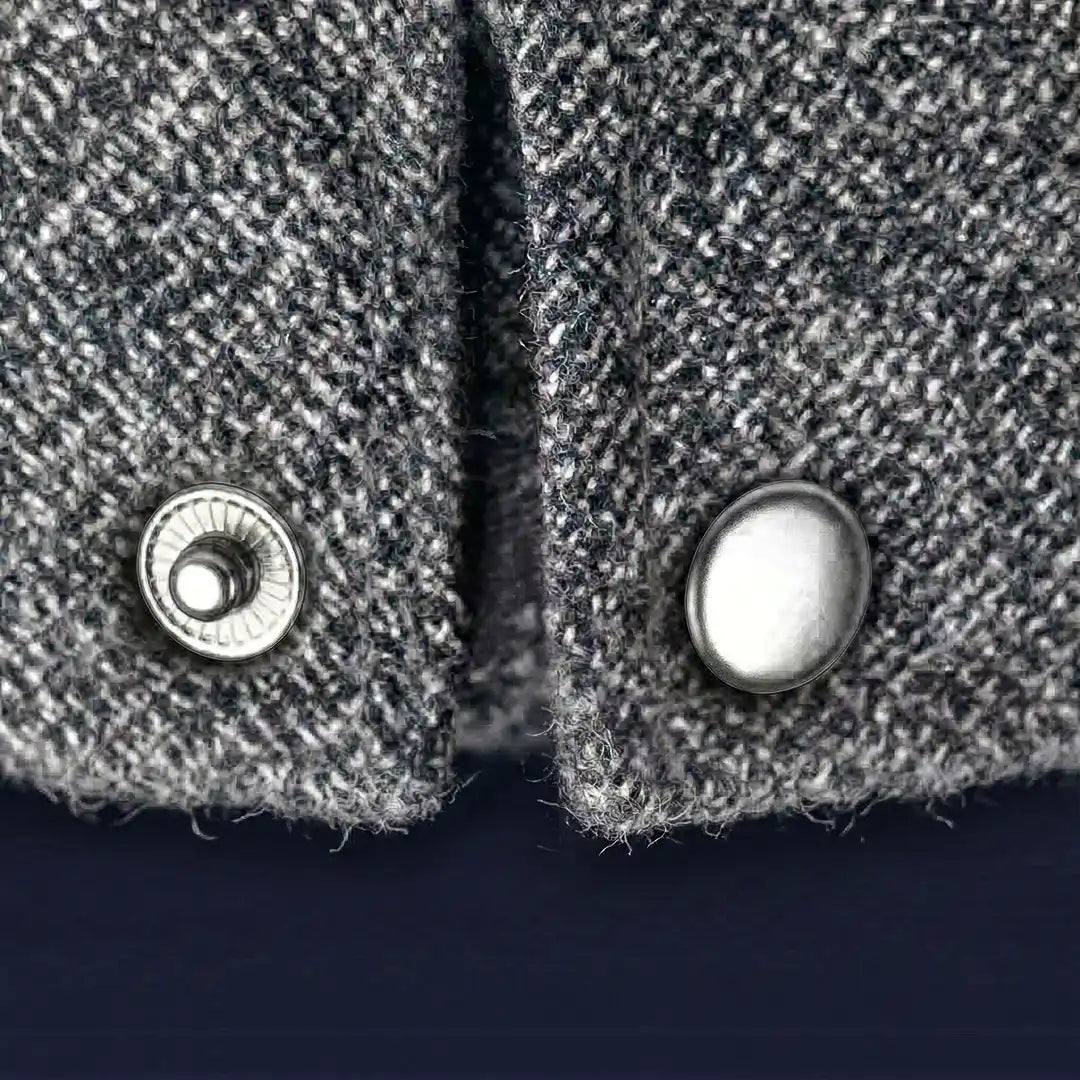 détail bouton pression argenté béret casquette unisexe coton polyester Bruno - La Maison du Béret