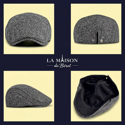 béret casquette unisexe coton polyester gris 4 vues avant arrière côté intérieur Bruno - La Maison du Béret
