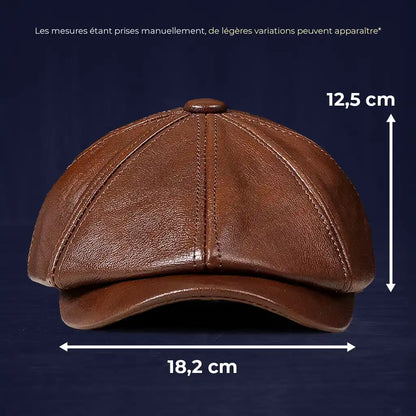 dimensions béret gavorche cuir homme 12,5cm hauteur 18,2cm largeur Le Marceau - La Maison du Béret