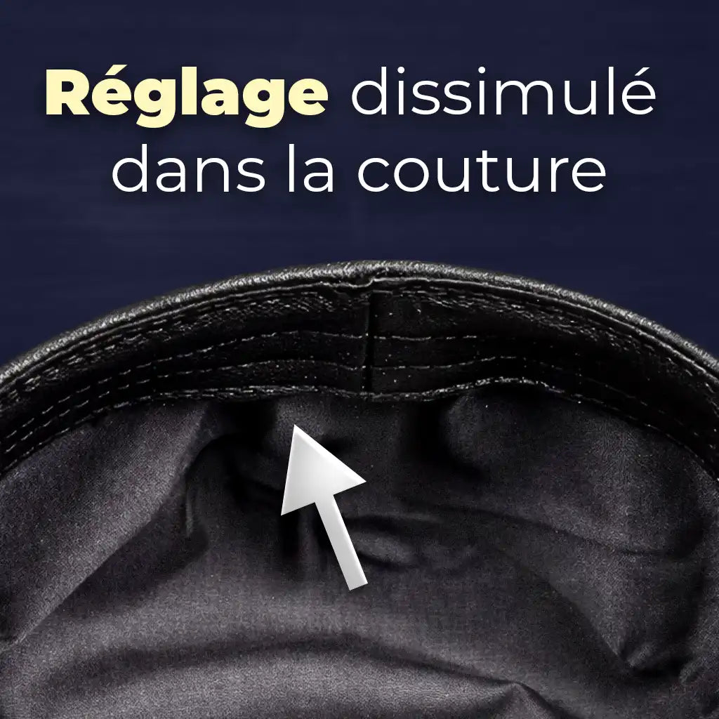 détail réglage taille dissimulé dans couture intérieure béret gavorche Le Marceau - La Maison du Béret