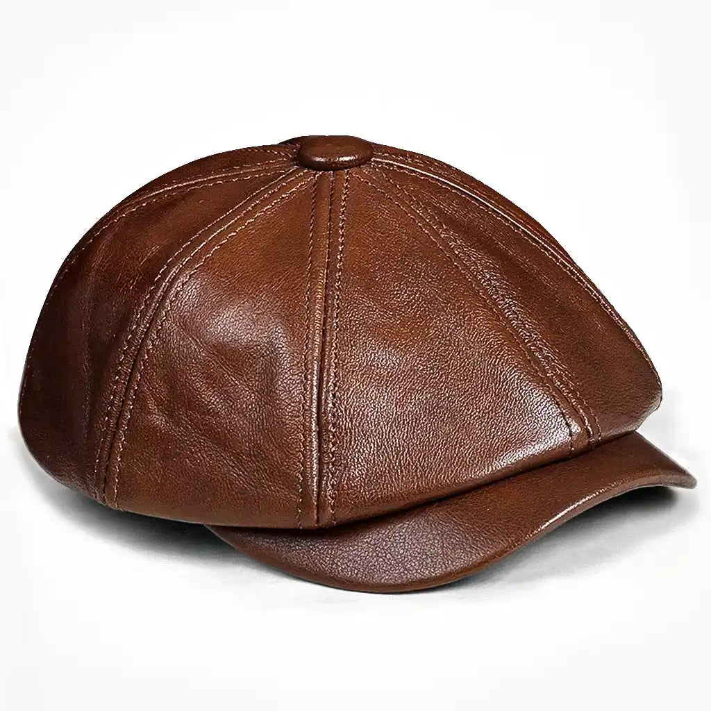 béret homme gavroche cuir véritable marron Le Marceau - La Maison du Béret