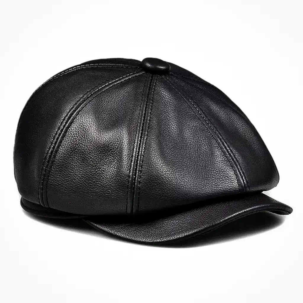 béret homme gavroche cuir véritable noir Le Marceau - La Maison du Béret