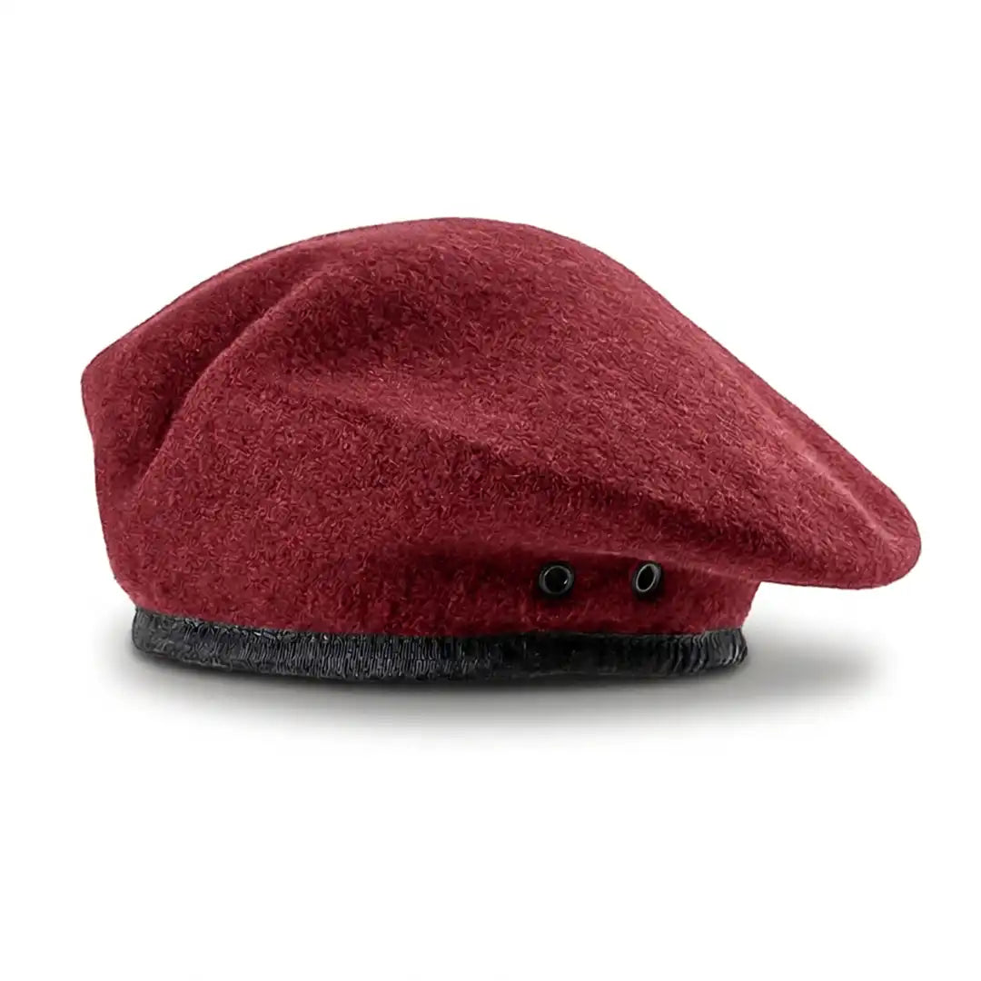 Béret militaire Valentin coloris rouge bordeaux en laine, doublure coton, réglable de 55 à 60 cm