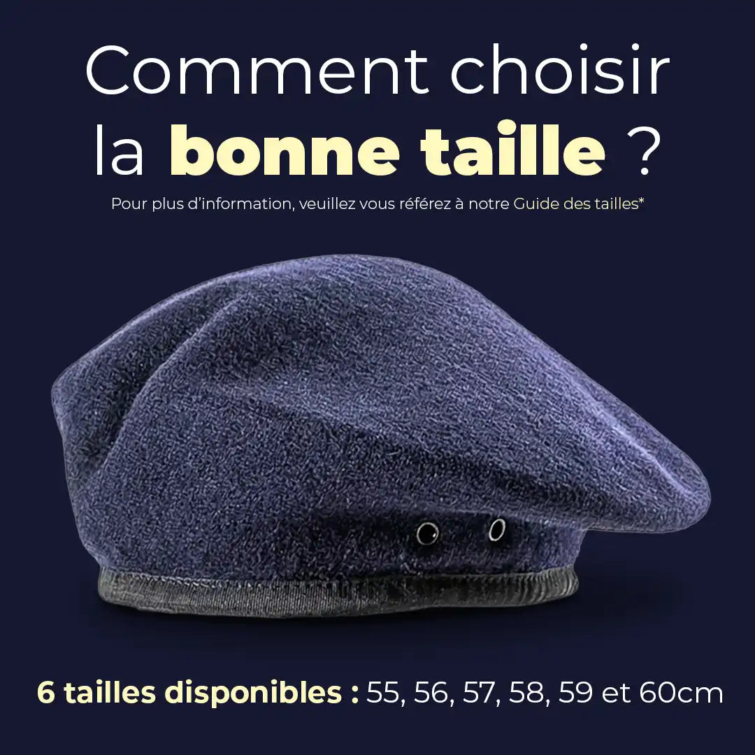 Béret militaire Valentin 6 tailles disponibles de 55 à 60 cm, guide des tailles La Maison du Béret