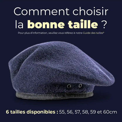 Béret militaire Valentin 6 tailles disponibles de 55 à 60 cm, guide des tailles La Maison du Béret