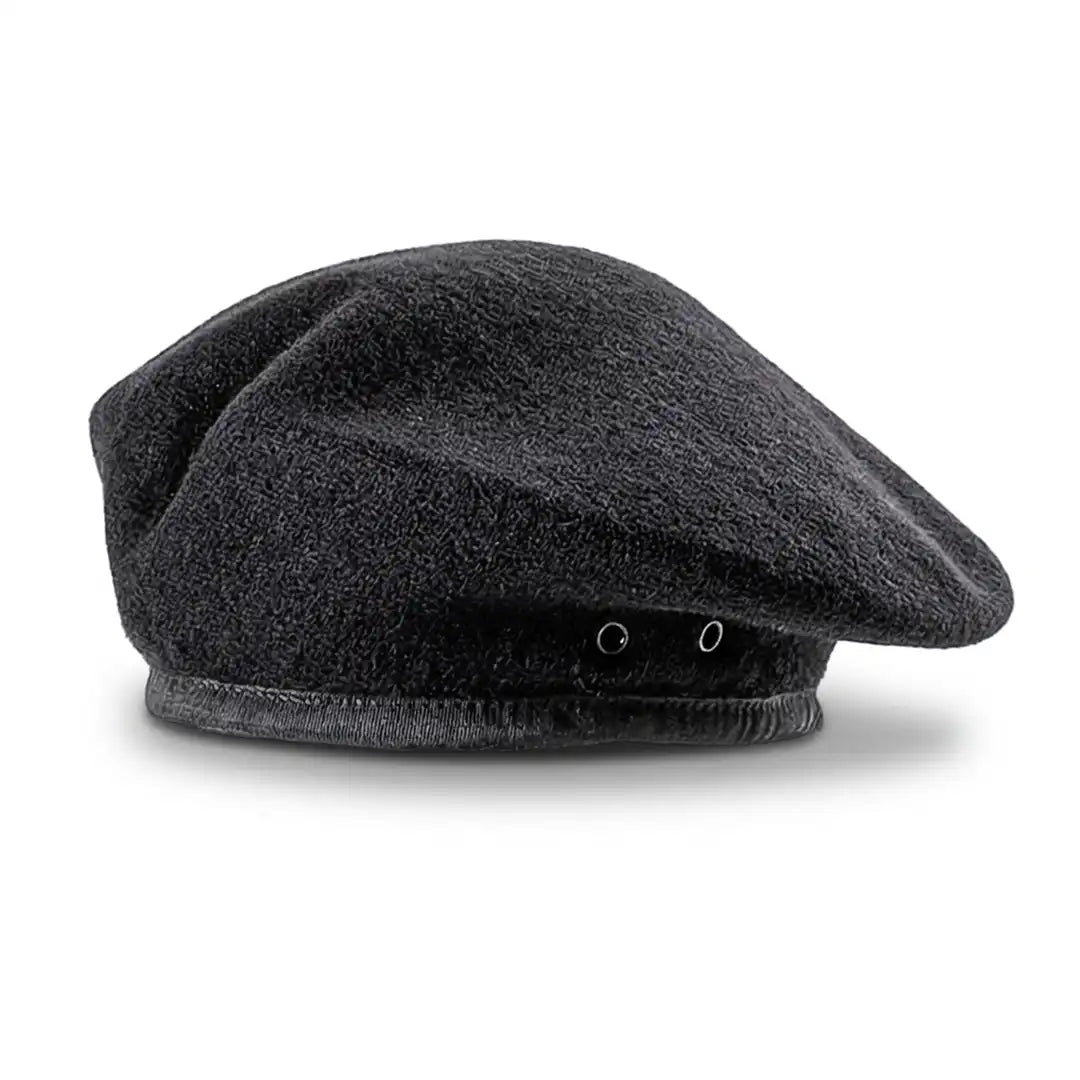 Béret militaire Valentin coloris noir en laine, doublure coton, réglable de 55 à 60 cm