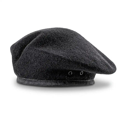 Béret militaire Valentin coloris noir en laine, doublure coton, réglable de 55 à 60 cm