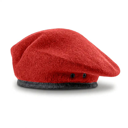 Béret militaire Valentin coloris rouge en laine, doublure coton, réglable de 55 à 60 cm