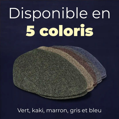 Casquette plate laine chevrons Daniel en 5 coloris : vert, kaki, marron, gris et bleu