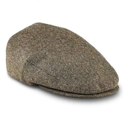 Casquette plate unisexe laine chevrons kaki Daniel - La Maison du Béret