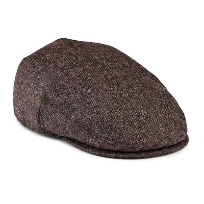 Casquette plate unisexe laine chevrons marron Daniel - La Maison du Béret