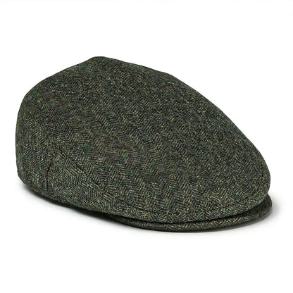 Casquette plate unisexe laine chevrons vert Daniel - La Maison du Béret