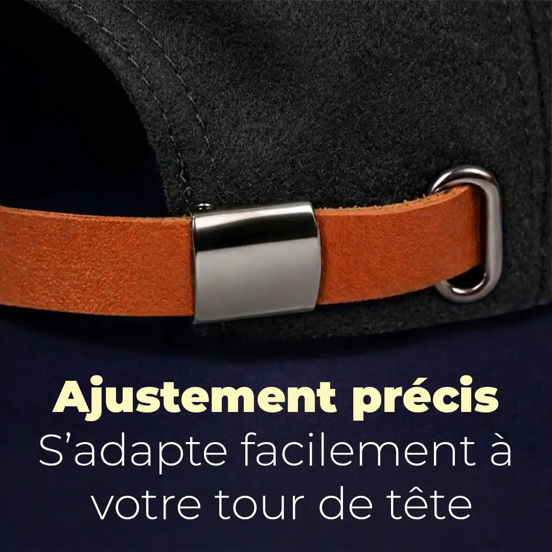 Gros plan lanière ajustable casquette plate unisexe Enzo - La Maison du Béret