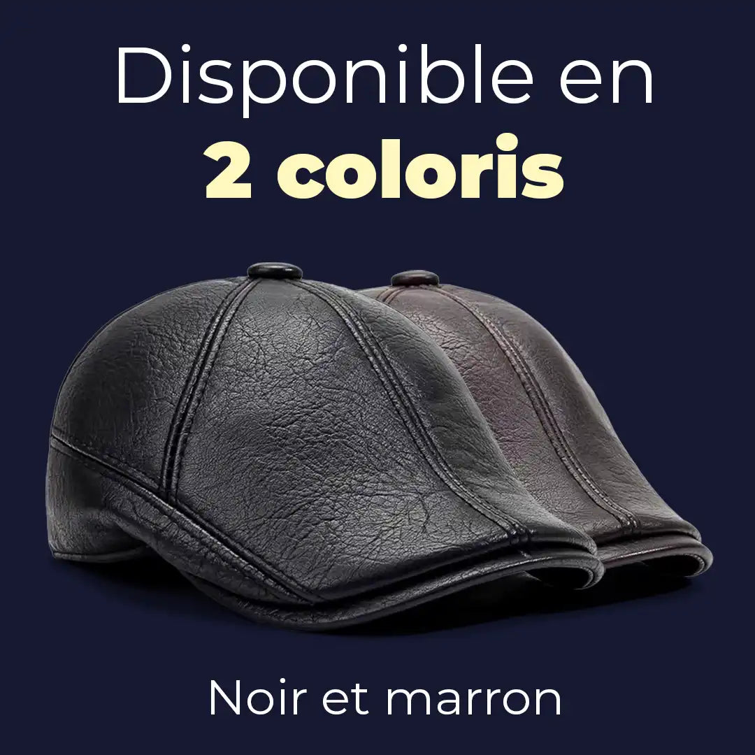 Casquette plate simili cuir Stéphane homme en 2 coloris : noir et marron - La Maison du Béret