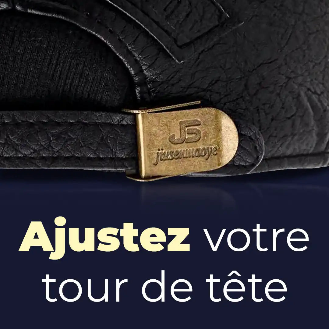 Gros plan boucle réglage dorée casquette simili cuir homme Stéphane - La Maison du Béret